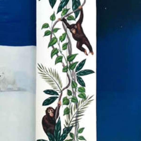 Frise lianes et chimpanzés