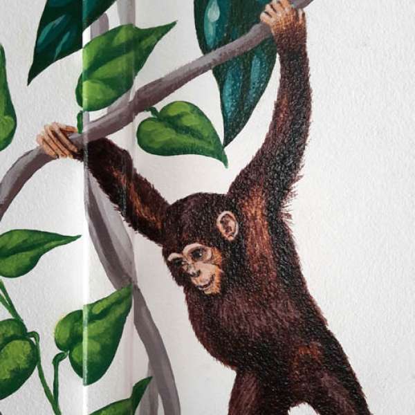 Frise lianes et chimpanzés